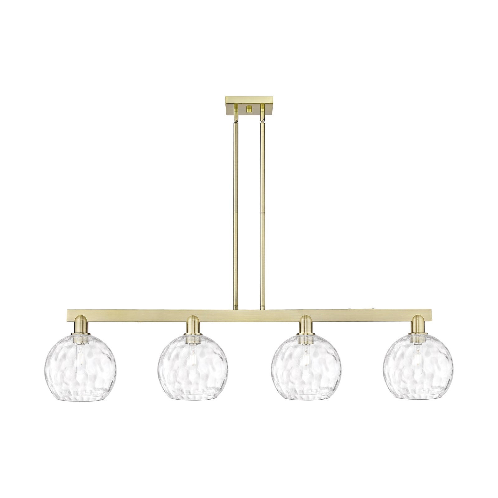Innovations Athens Water Glass 51in 4-Light Island Light | Industrial Antique Brass and Clear Glass | Kitchen Island | Model 716-4I-AB-G1215-8