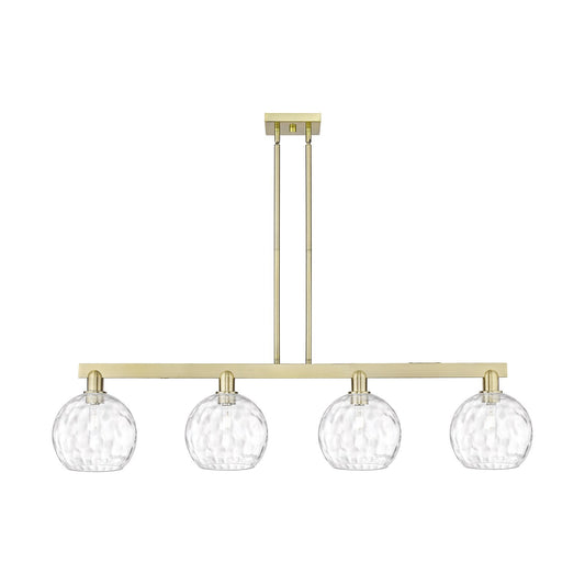 Innovations Athens Water Glass 51in 4-Light Island Light | Industrial Antique Brass and Clear Glass | Kitchen Island | Model 716-4I-AB-G1215-8