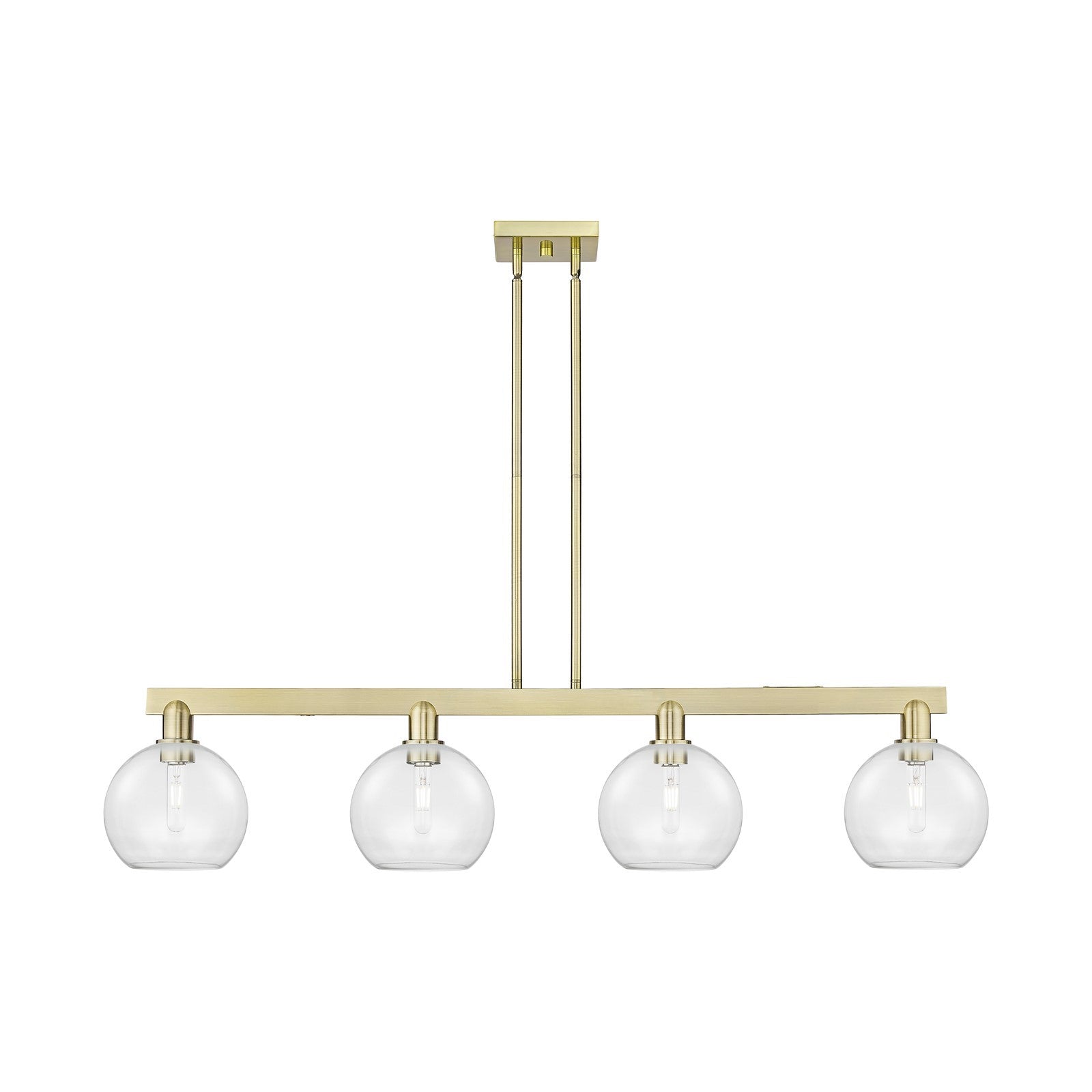 Innovations Athens 53in 4-Light Island Light | Industrial Antique Brass Steel and Clear Glass | Kitchen Island & Dining Room | Model 716-4I-AB-G122-10
