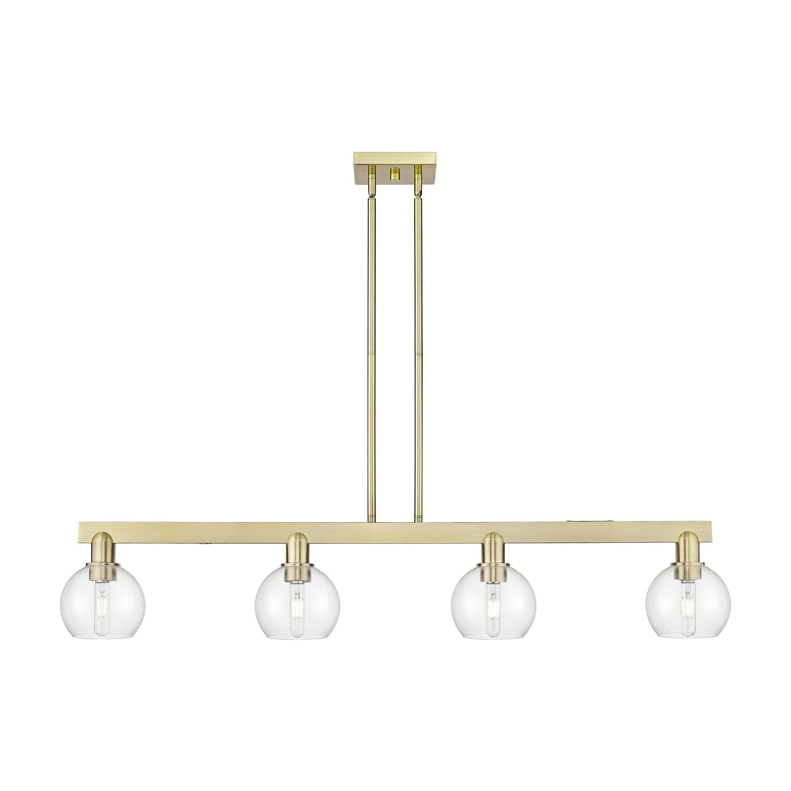 Innovations Athens 48.625in 4-Light Island Light | Industrial Antique Brass and Clear Glass | Kitchen Island & Dining Room | Model 716-4I-AB-G122-6