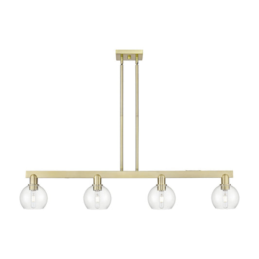 Innovations Athens 48.625in 4-Light Island Light | Industrial Antique Brass and Clear Glass | Kitchen Island & Dining Room | Model 716-4I-AB-G122-6