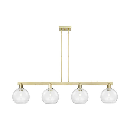 Innovations Athens 51in 4-Light Island Light | Industrial Antique Brass and Clear Glass | Kitchen Island & Dining Room | Model 716-4I-AB-G122-8
