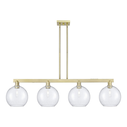 Innovations Athens 53in 4-Light Island Light | Industrial Antique Brass Steel and Seedy Glass | Kitchen Island & Dining Room | Model 716-4I-AB-G124-10