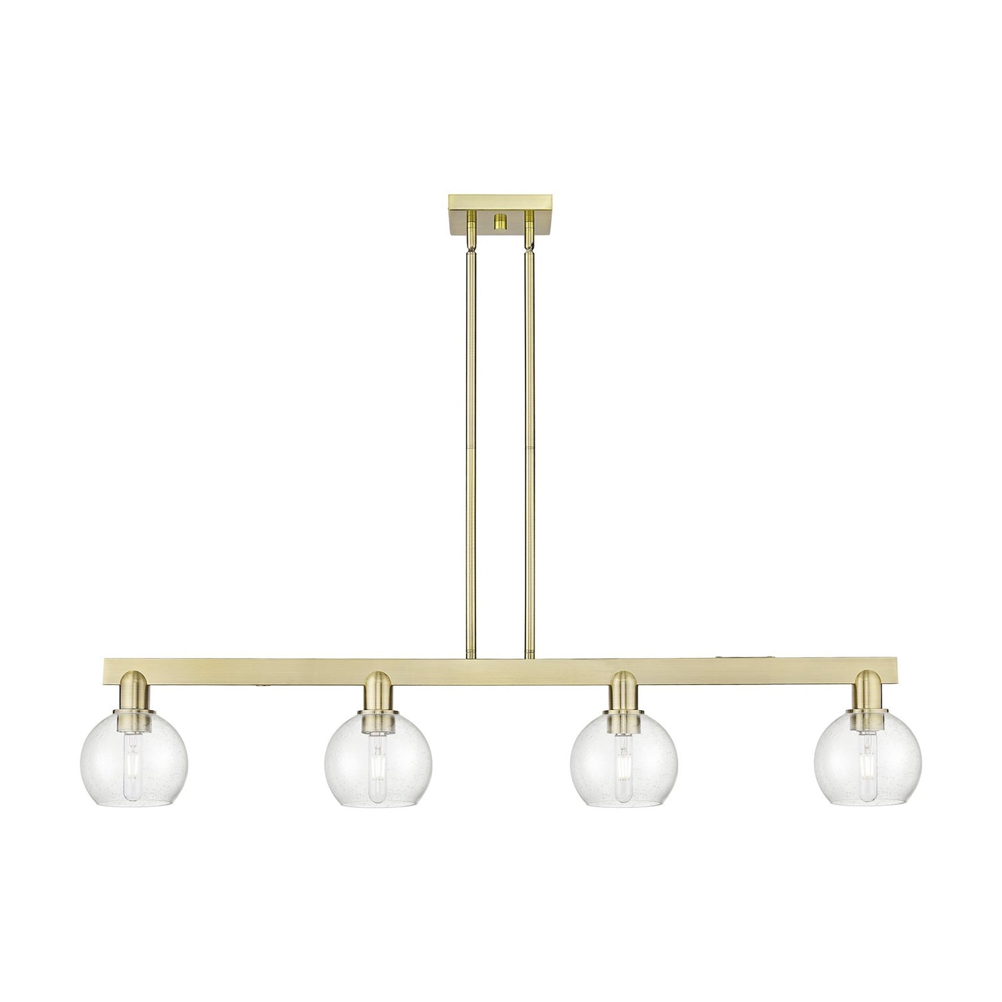 Innovations Athens 49in 4-Light Island Light | Industrial Antique Brass Steel and Seedy Glass | Kitchen Island & Dining Room | Model 716-4I-AB-G124-6