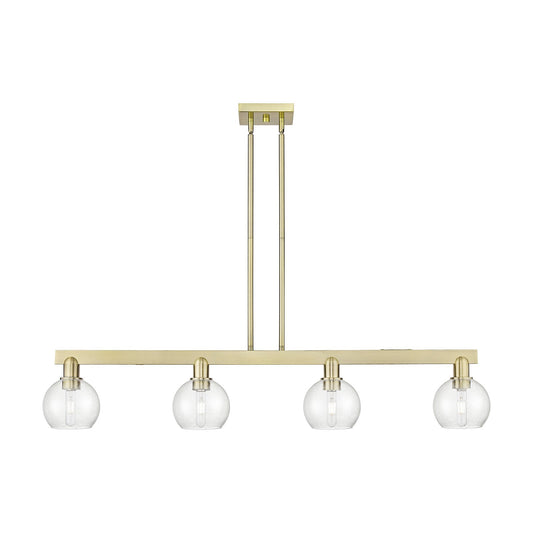 Innovations Athens 49in 4-Light Island Light | Industrial Antique Brass Steel and Seedy Glass | Kitchen Island & Dining Room | Model 716-4I-AB-G124-6