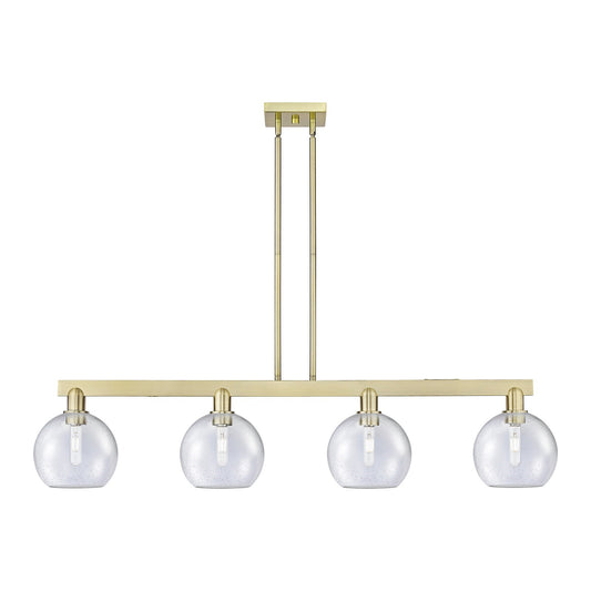 Innovations Athens 51in 4-Light Island Light | Industrial Antique Brass Steel and Seedy Glass | Kitchen Island & Dining Room | Model 716-4I-AB-G124-8