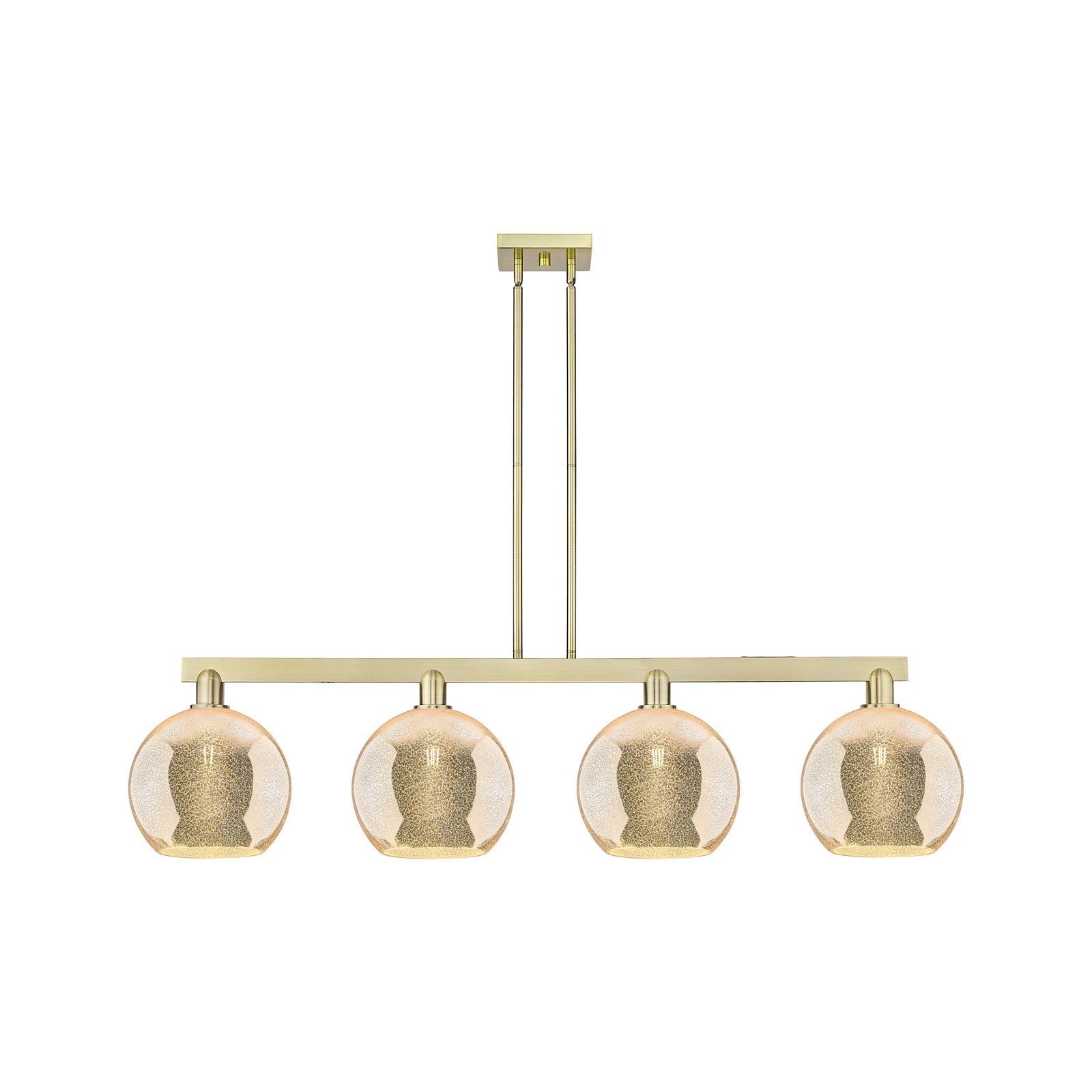 Innovations Athens 53in 4-Light Island Light | Industrial Antique Brass and Mercury Glass | Kitchen Island & Dining Room | Model 716-4I-AB-G128-10