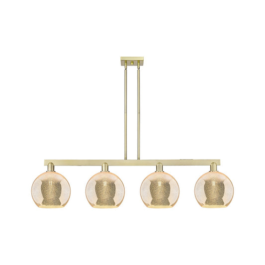 Innovations Athens 53in 4-Light Island Light | Industrial Antique Brass and Mercury Glass | Kitchen Island & Dining Room | Model 716-4I-AB-G128-10