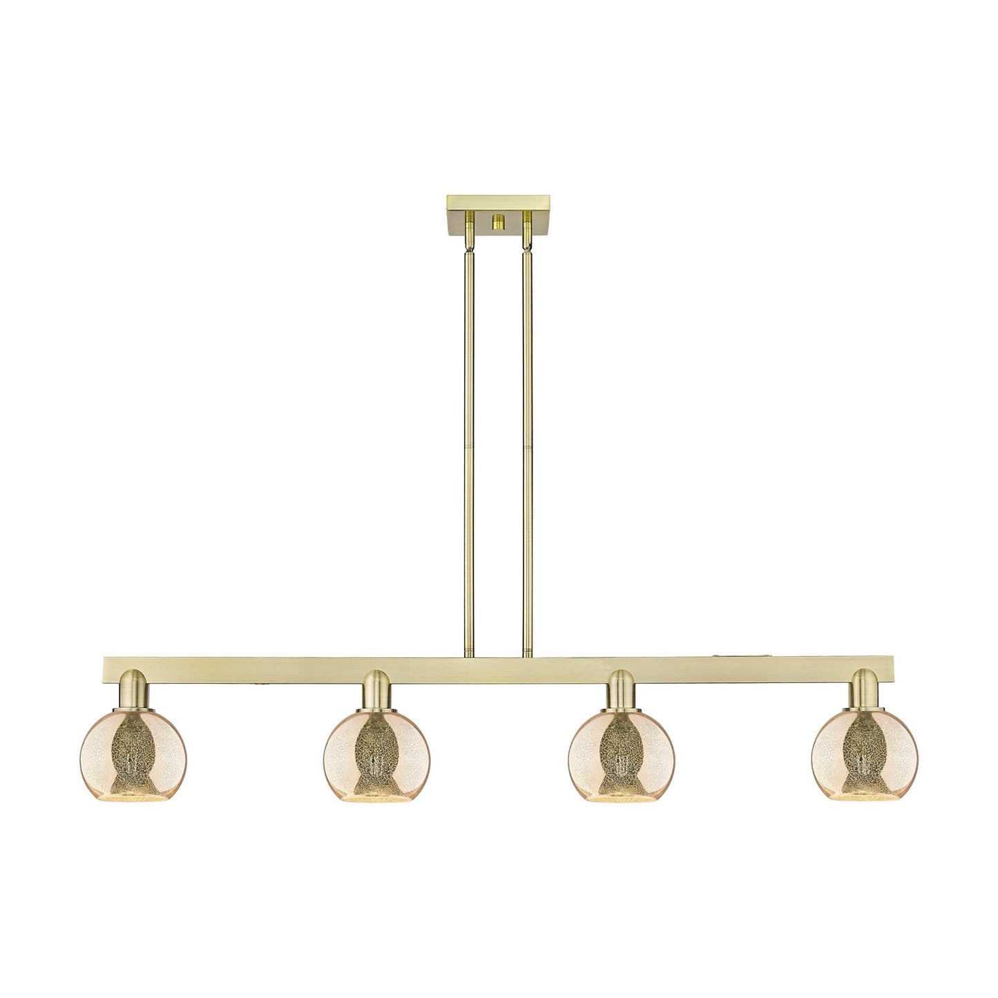 Innovations Athens 49in 4-Light Island Light | Industrial Antique Brass and Mercury Glass | Kitchen Island & Dining Room | Model 716-4I-AB-G128-6