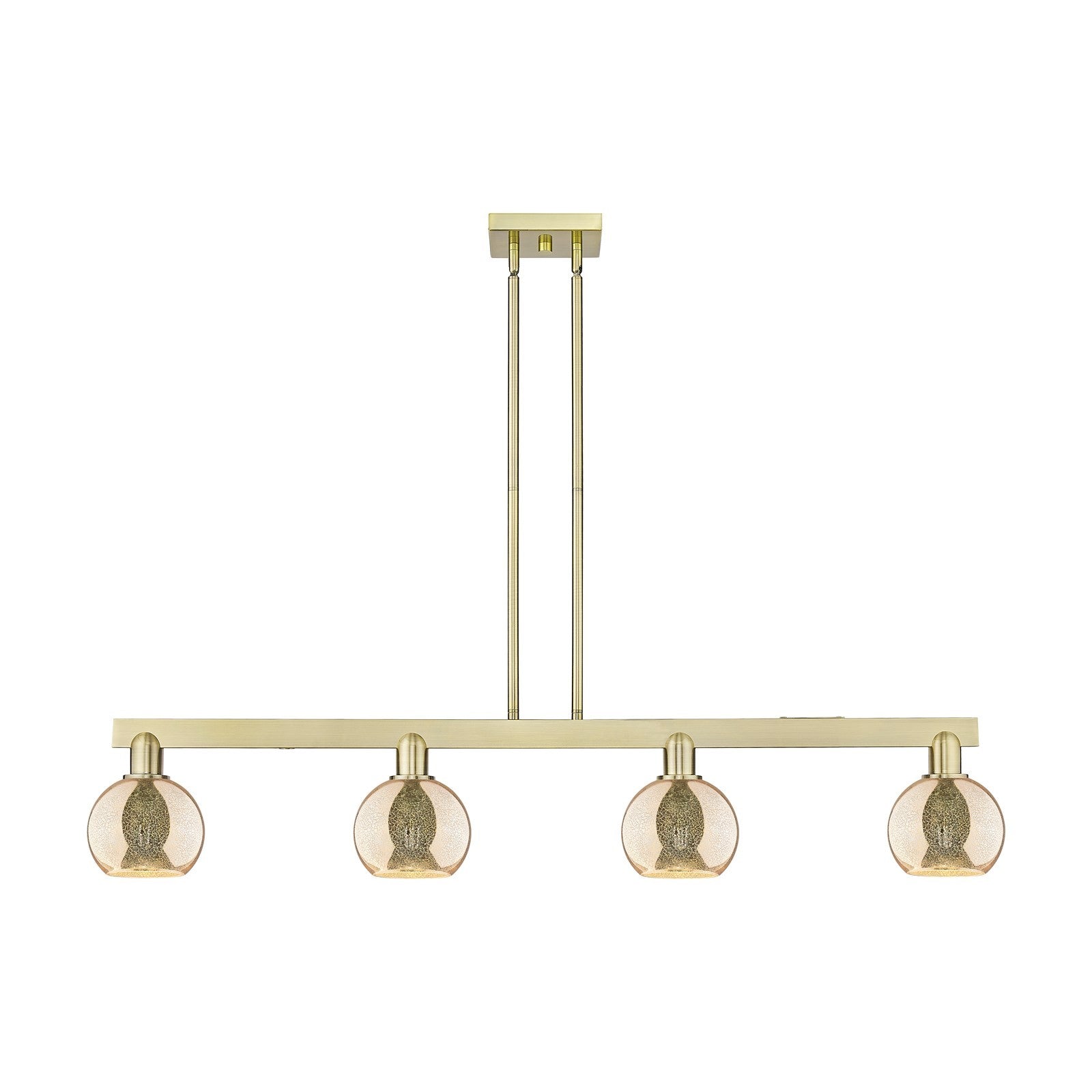 Innovations Athens 49in 4-Light Island Light | Industrial Antique Brass and Mercury Glass | Kitchen Island & Dining Room | Model 716-4I-AB-G128-6