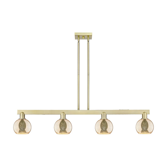 Innovations Athens 49in 4-Light Island Light | Industrial Antique Brass and Mercury Glass | Kitchen Island & Dining Room | Model 716-4I-AB-G128-6