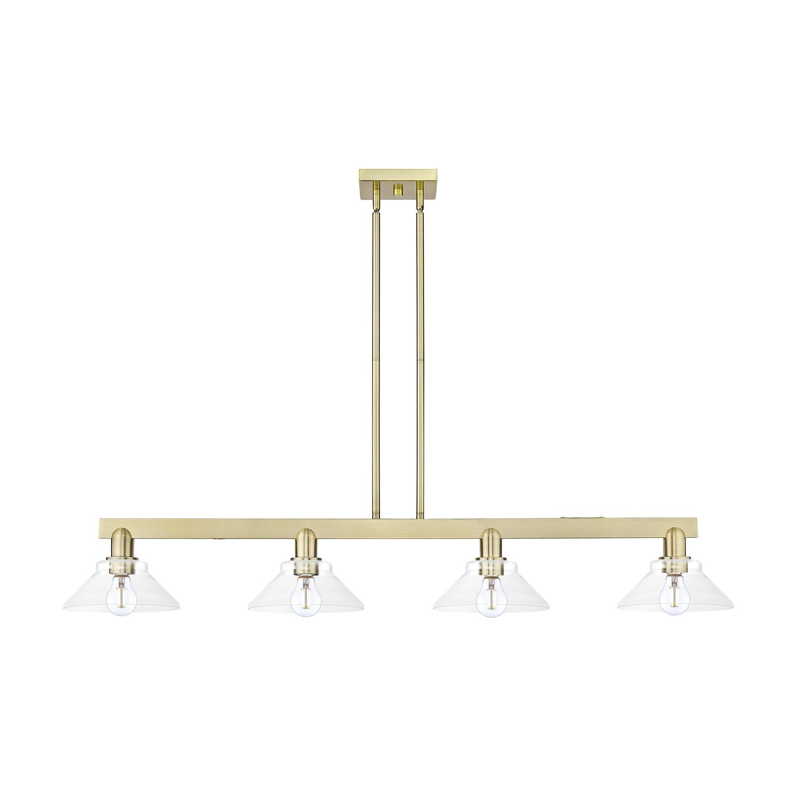 Innovations Orwell 51in 4-Light Island Light | Industrial Antique Brass and Clear Glass | Kitchen Island & Dining Room | Model 716-4I-AB-G132