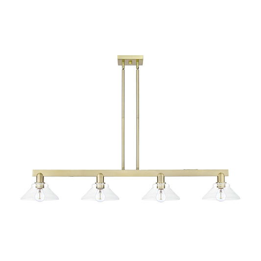 Innovations Orwell 51in 4-Light Island Light | Industrial Antique Brass and Clear Glass | Kitchen Island & Dining Room | Model 716-4I-AB-G132