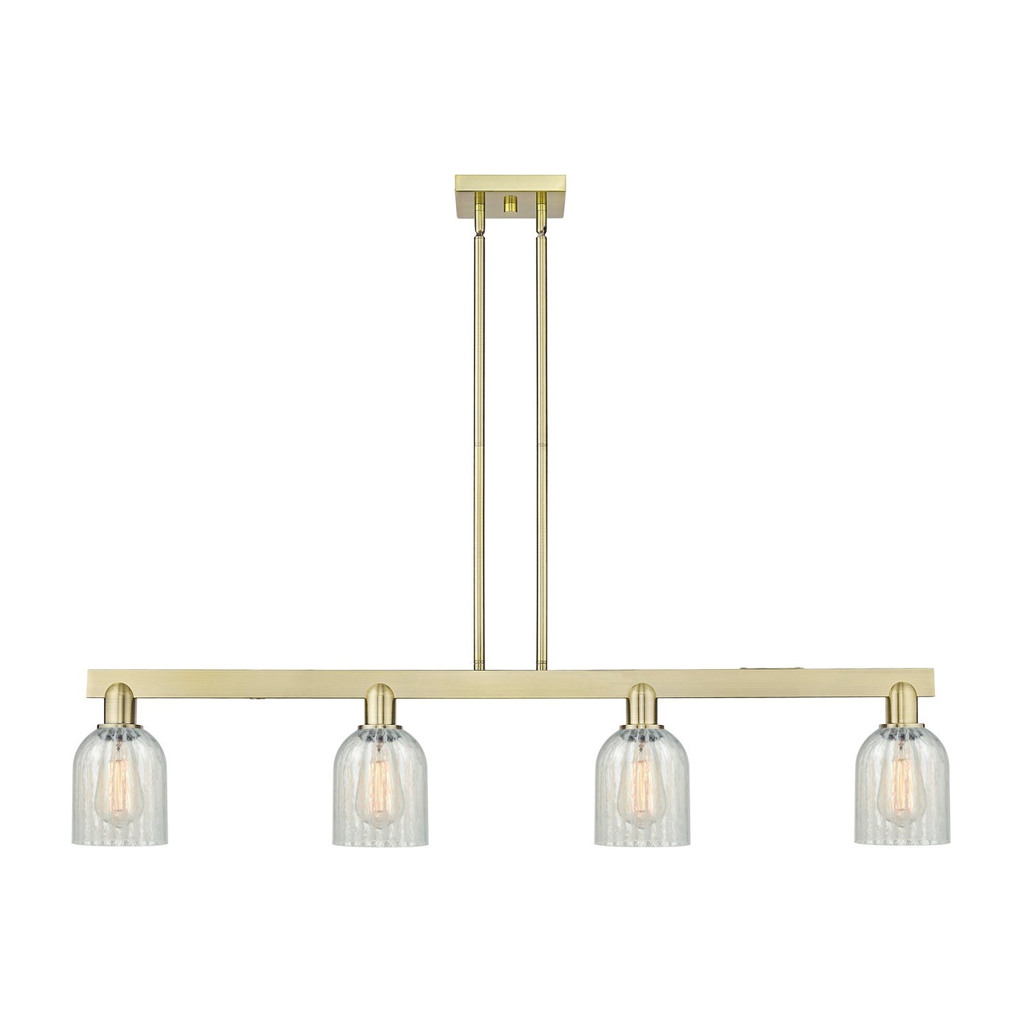 Innovations Caledonia 48in 4-Light Island Light | Industrial Antique Brass Steel and Mouchette Glass | Kitchen Island & Dining | Model 716-4I-AB-G2511