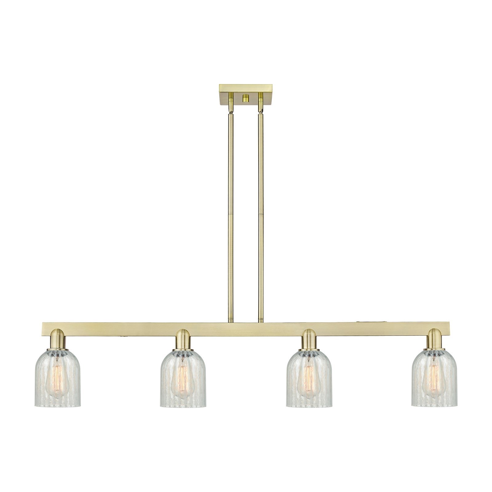 Innovations Caledonia 48in 4-Light Island Light | Industrial Antique Brass Steel and Mouchette Glass | Kitchen Island & Dining | Model 716-4I-AB-G2511