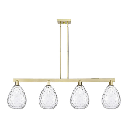 Innovations Waverly 51in 4-Light Island Light | Industrial Antique Brass Steel and Clear Glass | Kitchen Island & Dining Room | Model 716-4I-AB-G372