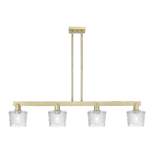 Innovations Niagara 49in 4-Light Island Light | Industrial Antique Brass Steel and Clear Glass | Kitchen Island & Dining Room | Model 716-4I-AB-G402