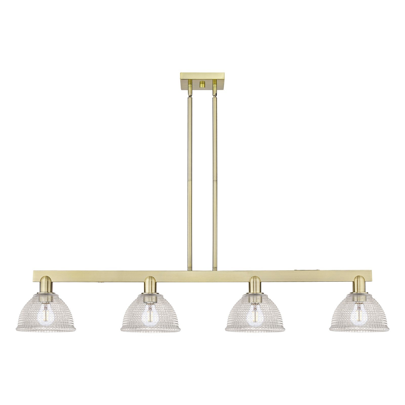 Innovations Arietta 51in 4-Light Island Light | Industrial Antique Brass and Clear Glass | Kitchen Island & Dining Room | Model 716-4I-AB-G422