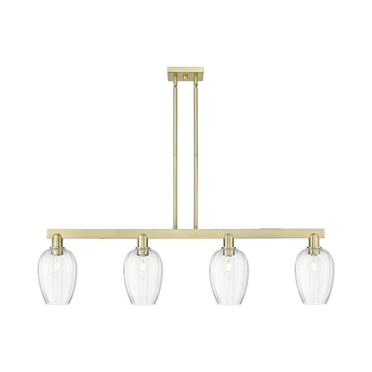 Innovations Preston 4Lt 48" Flute Stem Island Light, AB/CL - 716-4I-AB-G457-6CL