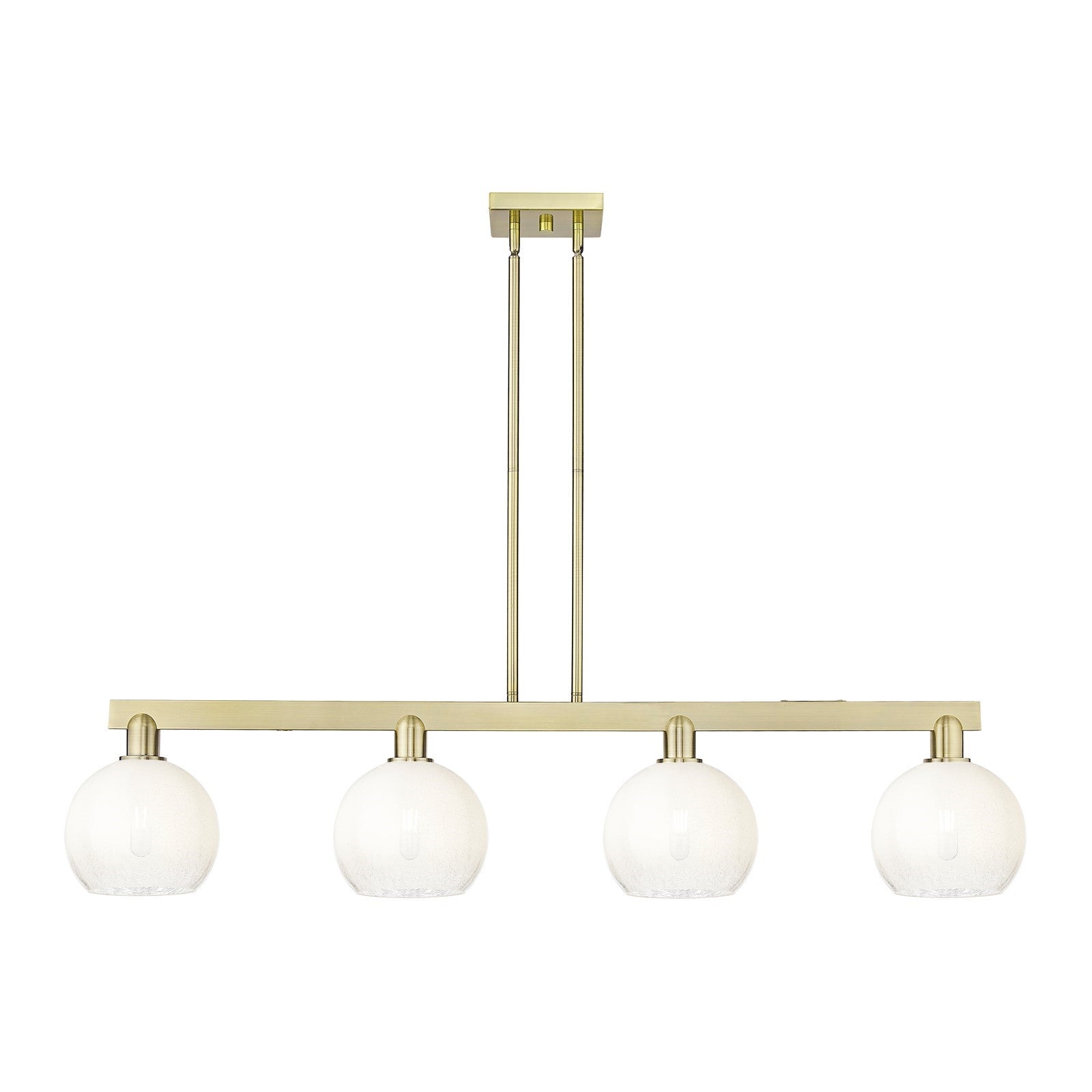 Innovations Brookhaven Globe 50.75in 4-Light Island Light | Industrial Antique Brass and Opal Glass | Kitchen Island | Model 716-4I-AB-G483-8OP