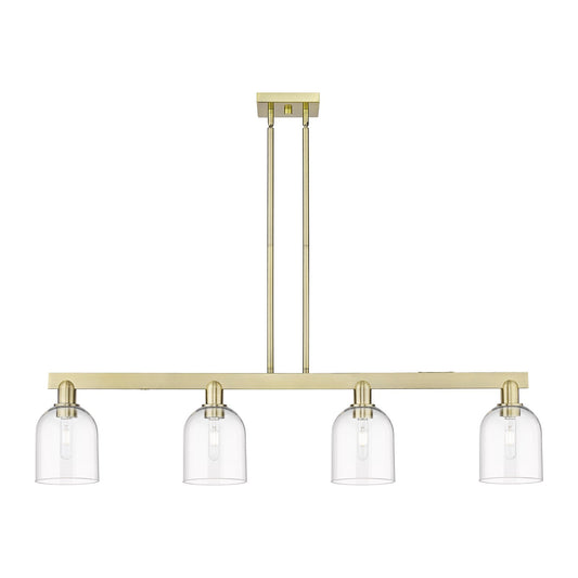 Innovations Bella 48in 4-Light Island Light | Industrial Antique Brass and Clear Glass | Kitchen Island | Model 716-4I-AB-G558-6CL