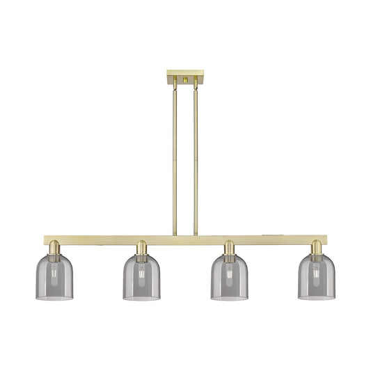 Innovations Bella 48in 4-Light Island Light | Industrial Antique Brass Steel and Light Smoke Glass | Kitchen Island & Dining | Model 716-4I-AB-G558-6SM