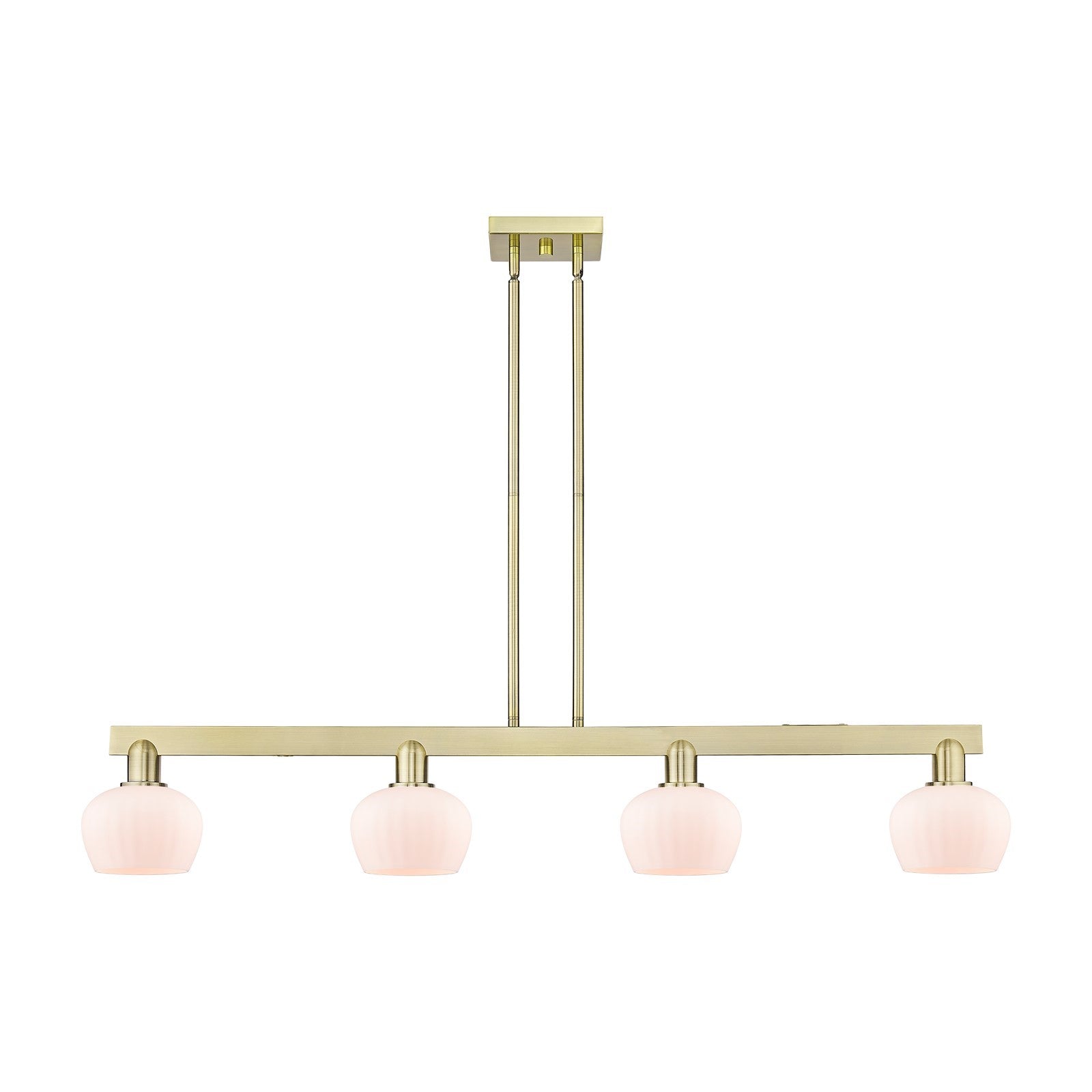 Innovations Fenton 49in 4-Light Island Light | Industrial Antique Brass and Matte White Glass | Kitchen Island & Dining Room | Model 716-4I-AB-G91