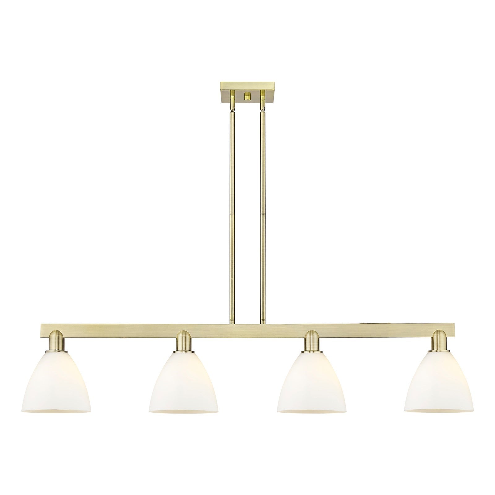 Innovations Bristol 50.25in 4-Light Island Light | Industrial Antique Brass and Matte White Glass | Kitchen Island & Dining Room | Model 716-4I-AB-GBD-751