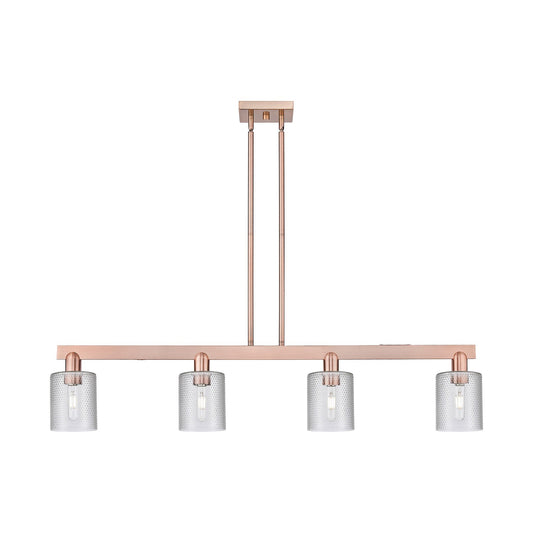 Innovations Cobbleskill 48in 4-Light Island Light | Industrial Antique Copper Steel and Clear Glass | Kitchen Island & Dining Room | Model 716-4I-AC-G112