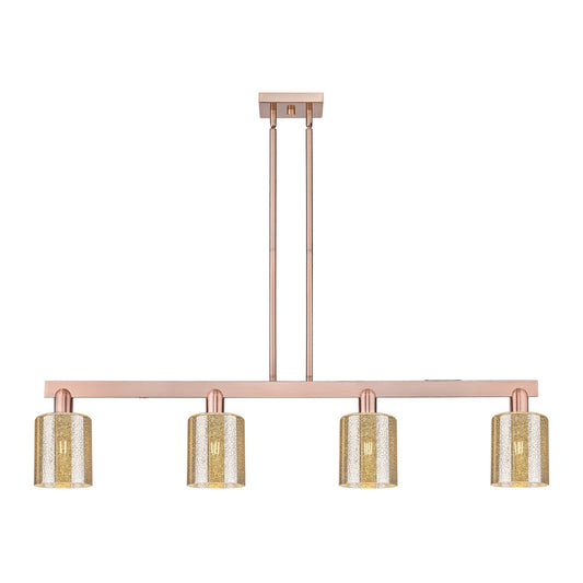Innovations Cobbleskill 48in 4-Light Island Light | Industrial Antique Copper Steel and Mercury Glass | Kitchen Island & Dining | Model 716-4I-AC-G116