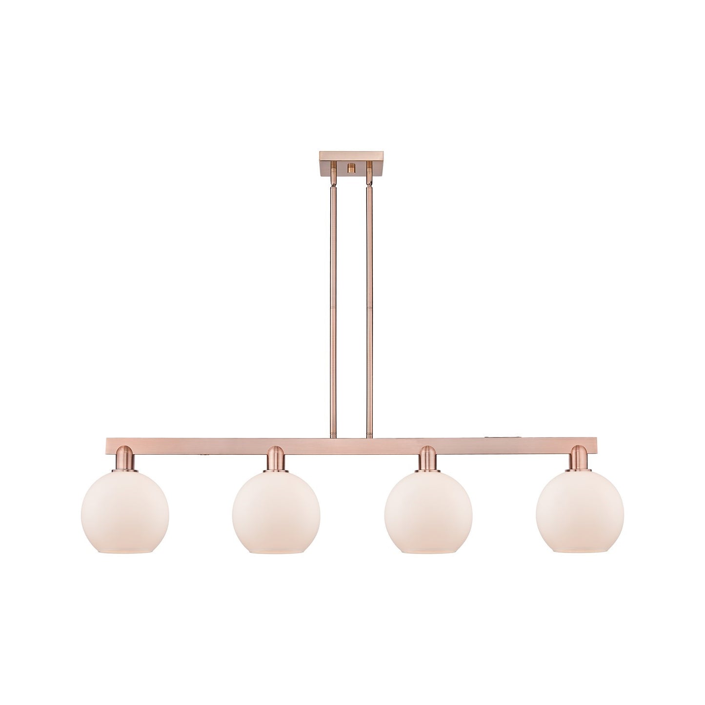 Innovations Athens 51in 4-Light Island Light | Industrial Antique Copper Steel and Matte White Glass | Kitchen Island & Dining | Model 716-4I-AC-G121-8