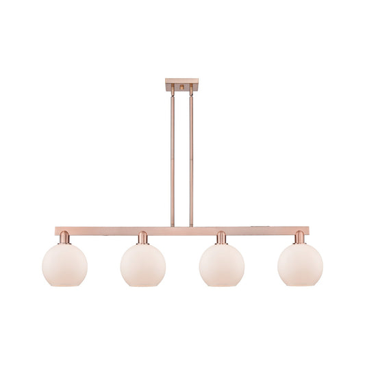 Innovations Athens 51in 4-Light Island Light | Industrial Antique Copper Steel and Matte White Glass | Kitchen Island & Dining | Model 716-4I-AC-G121-8