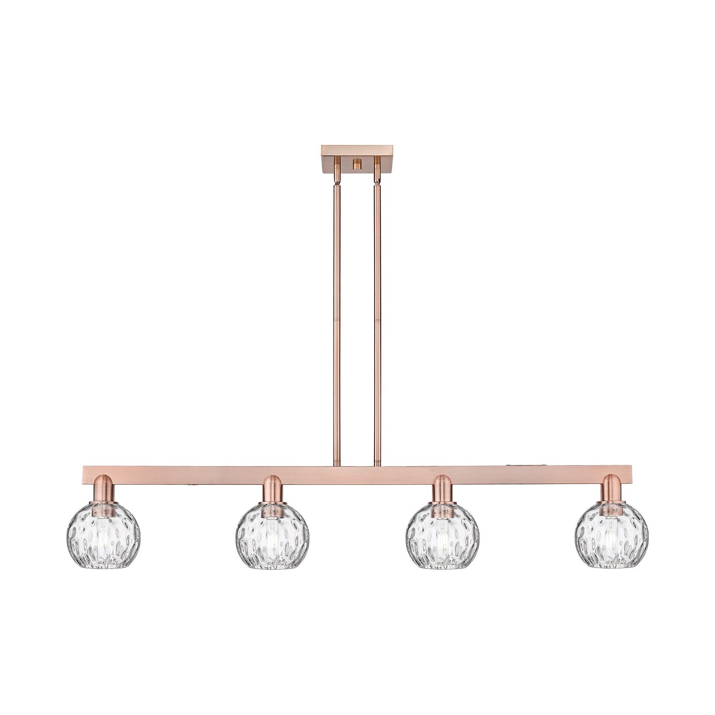 Innovations Athens Water Glass 49in 4-Light Island Light | Industrial Antique Copper and Clear Glass | Kitchen Island | Model 716-4I-AC-G1215-6