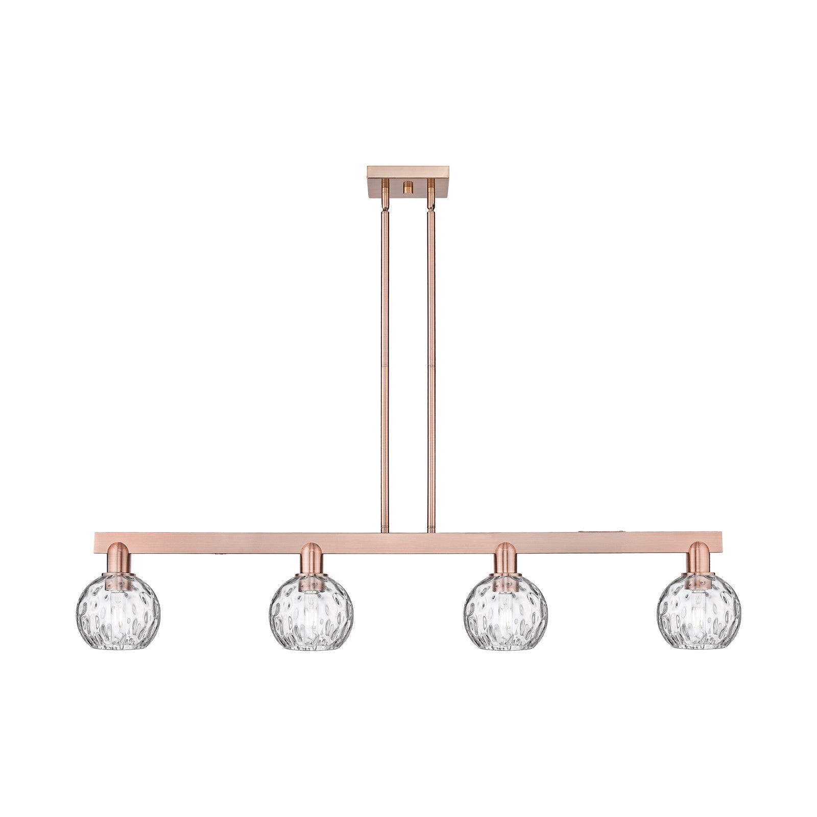 Innovations Athens Water Glass 49in 4-Light Island Light | Industrial Antique Copper and Clear Glass | Kitchen Island | Model 716-4I-AC-G1215-6