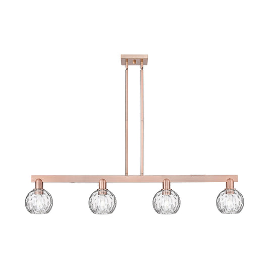 Innovations Athens Water Glass 49in 4-Light Island Light | Industrial Antique Copper and Clear Glass | Kitchen Island | Model 716-4I-AC-G1215-6