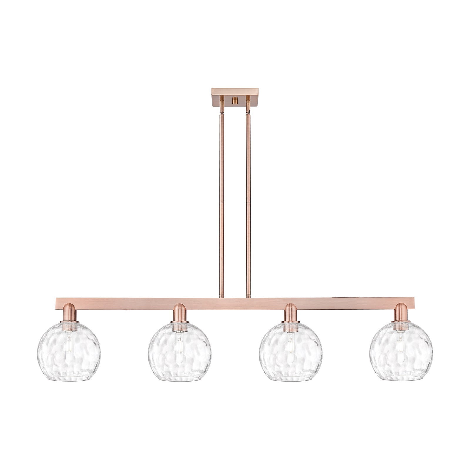 Innovations Athens Water Glass 51in 4-Light Island Light | Industrial Antique Copper and Clear Glass | Kitchen Island & Dining | Model 716-4I-AC-G1215-8