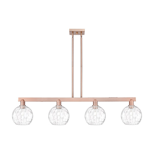 Innovations Athens Water Glass 51in 4-Light Island Light | Industrial Antique Copper and Clear Glass | Kitchen Island & Dining | Model 716-4I-AC-G1215-8