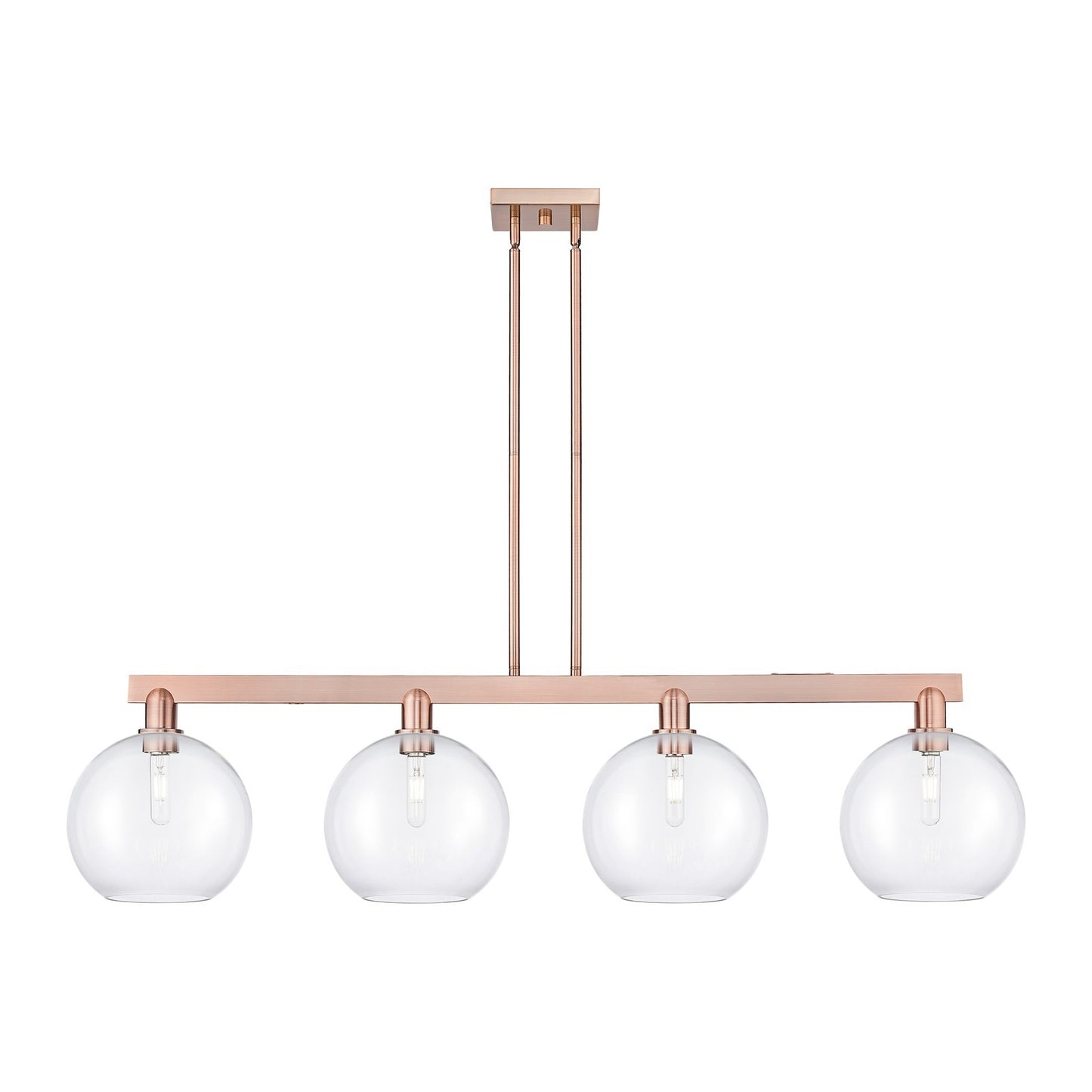 Innovations Athens 53in 4-Light Island Light | Industrial Antique Copper Steel and Clear Glass | Kitchen Island & Dining Room | Model 716-4I-AC-G122-10