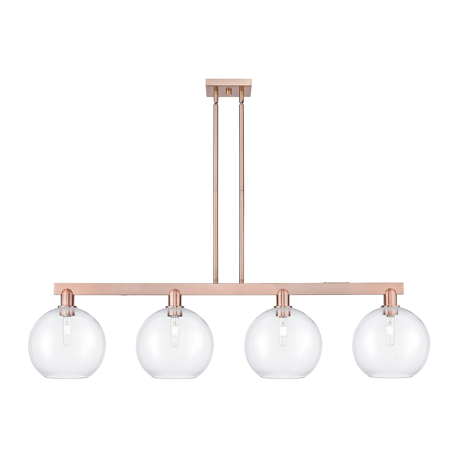 Innovations Athens 53in 4-Light Island Light | Industrial Antique Copper Steel and Clear Glass | Kitchen Island & Dining Room | Model 716-4I-AC-G122-10