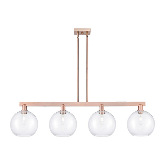 Innovations Athens 53in 4-Light Island Light | Industrial Antique Copper Steel and Clear Glass | Kitchen Island & Dining Room | Model 716-4I-AC-G122-10
