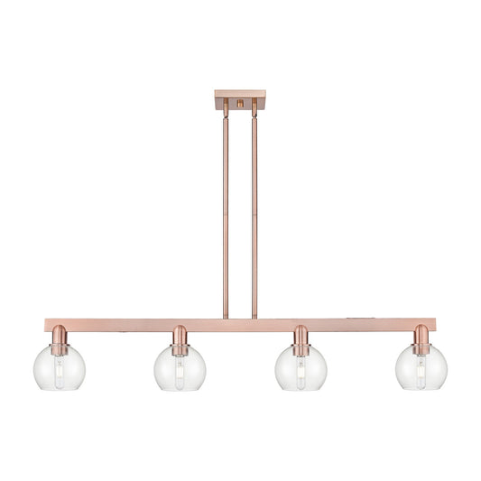 Innovations Athens 49in 4-Light Island Light | Industrial Antique Copper Steel and Clear Glass | Kitchen Island & Dining Room | Model 716-4I-AC-G122-6