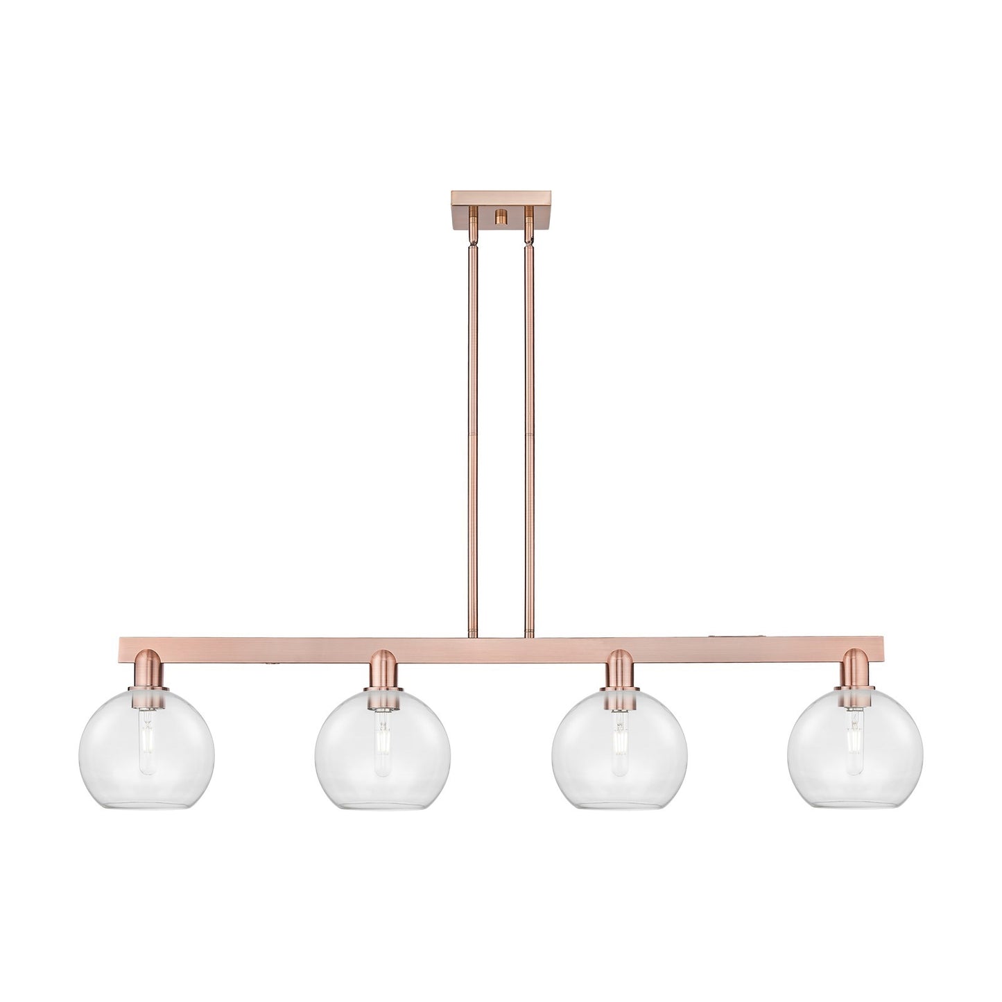 Innovations Athens 51in 4-Light Island Light | Industrial Antique Copper Steel and Clear Glass | Kitchen Island & Dining Room | Model 716-4I-AC-G122-8