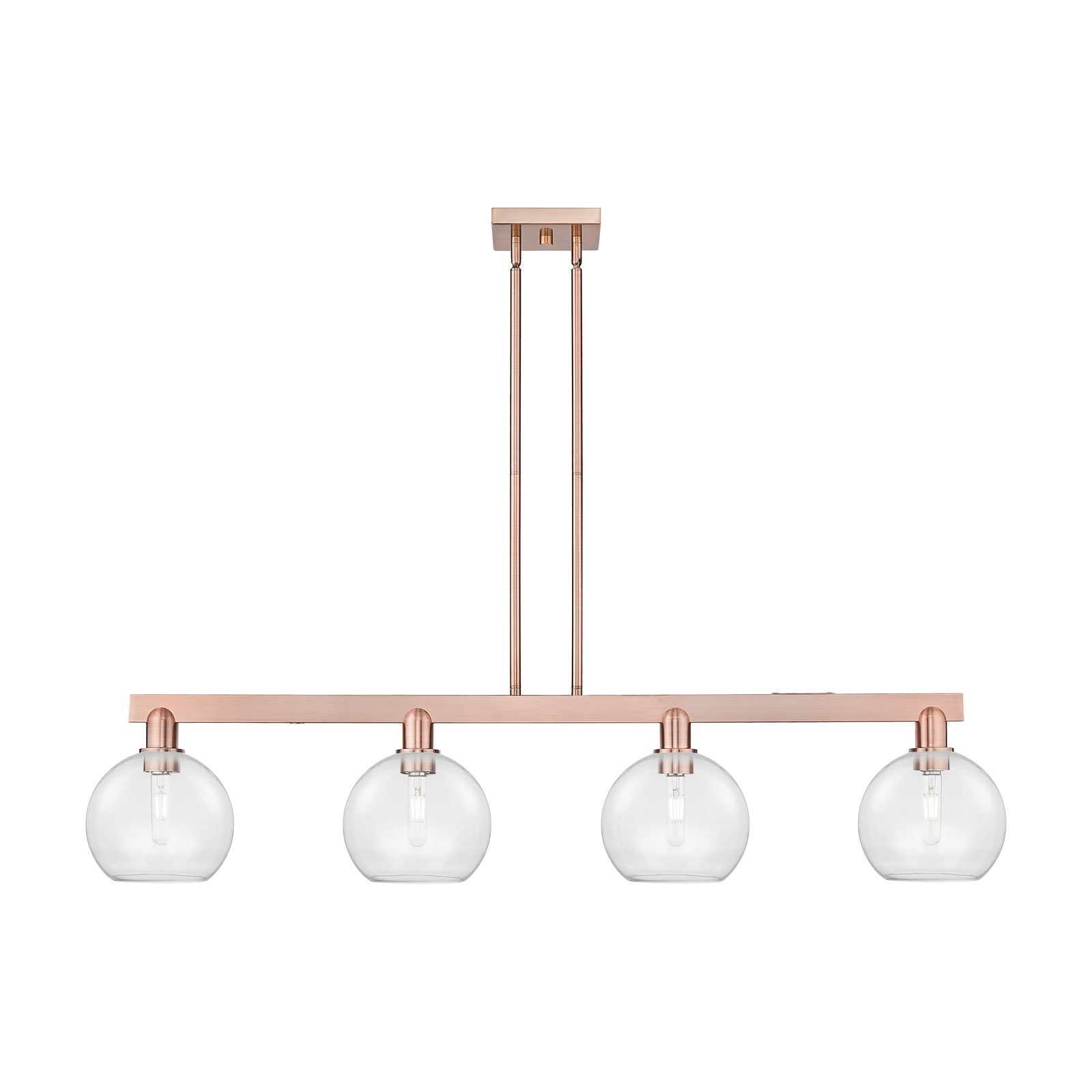 Innovations Athens 51in 4-Light Island Light | Industrial Antique Copper Steel and Clear Glass | Kitchen Island & Dining Room | Model 716-4I-AC-G122-8