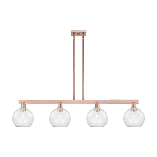 Innovations Athens 51in 4-Light Island Light | Industrial Antique Copper Steel and Clear Glass | Kitchen Island & Dining Room | Model 716-4I-AC-G122-8