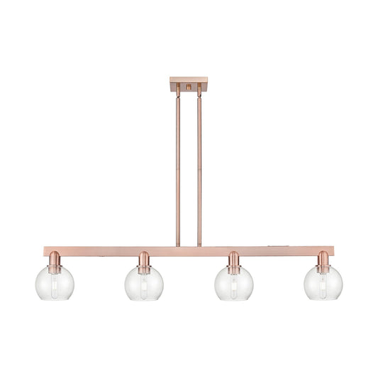 Innovations Athens 49in 4-Light Island Light | Industrial Antique Copper Steel and Seedy Glass | Kitchen Island & Dining Room | Model 716-4I-AC-G124-6