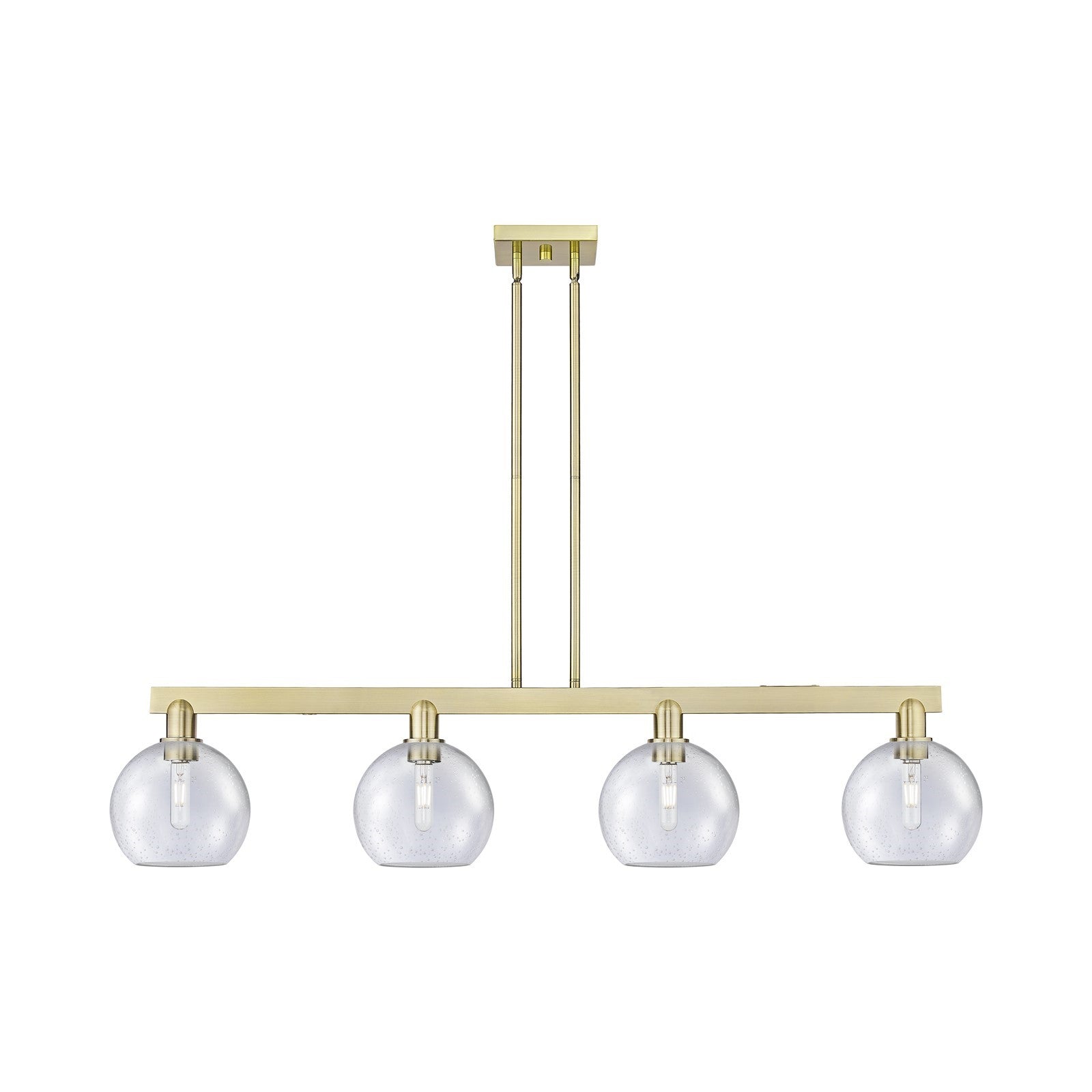 Innovations Athens 51in 4-Light Island Light | Industrial Antique Copper Steel and Seedy Glass | Kitchen Island & Dining Room | Model 716-4I-AC-G124-8