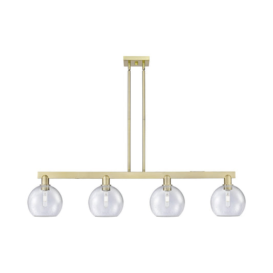 Innovations Athens 51in 4-Light Island Light | Industrial Antique Copper Steel and Seedy Glass | Kitchen Island & Dining Room | Model 716-4I-AC-G124-8