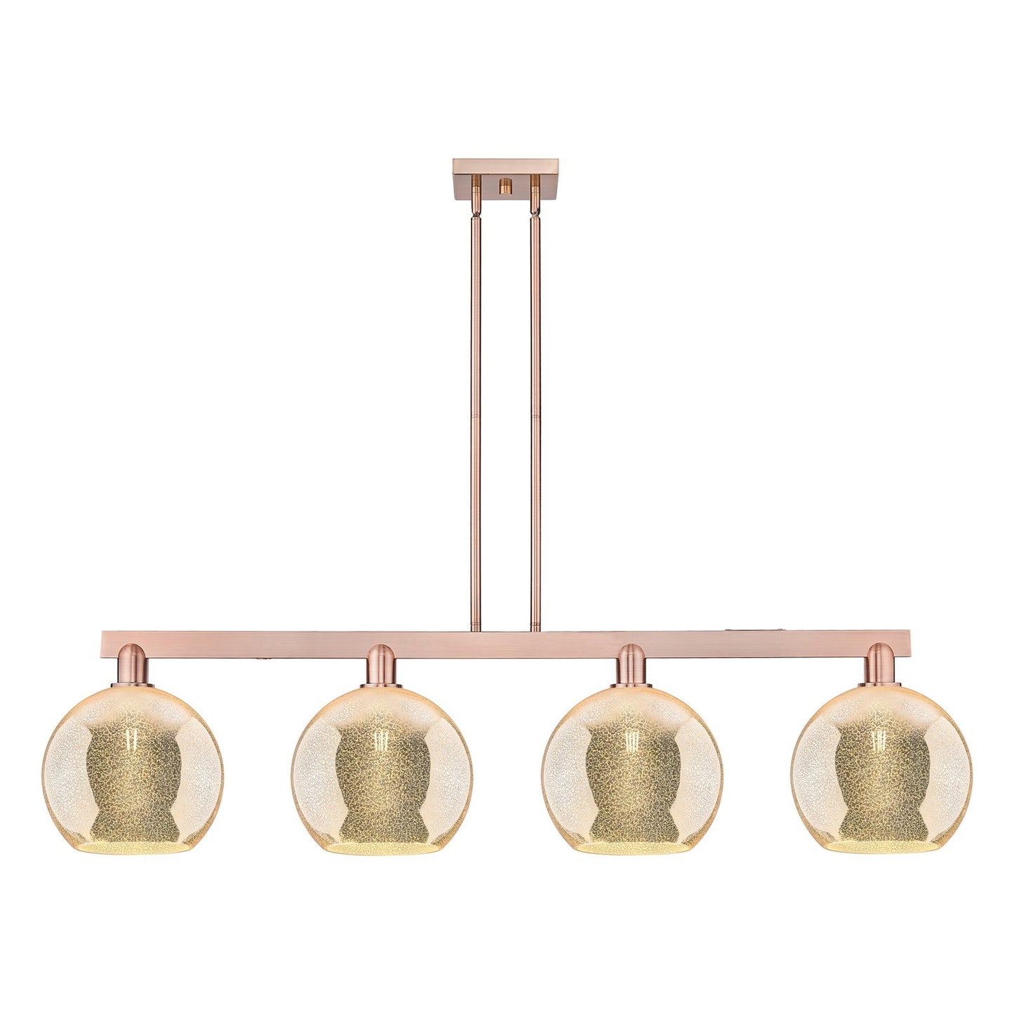 Innovations Athens 53in 4-Light Island Light | Industrial Antique Copper Steel and Mercury Glass | Kitchen Island & Dining Room | Model 716-4I-AC-G128-10
