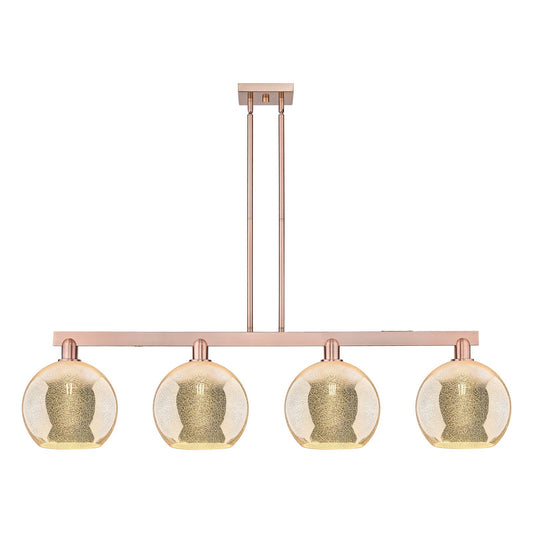 Innovations Athens 53in 4-Light Island Light | Industrial Antique Copper Steel and Mercury Glass | Kitchen Island & Dining Room | Model 716-4I-AC-G128-10