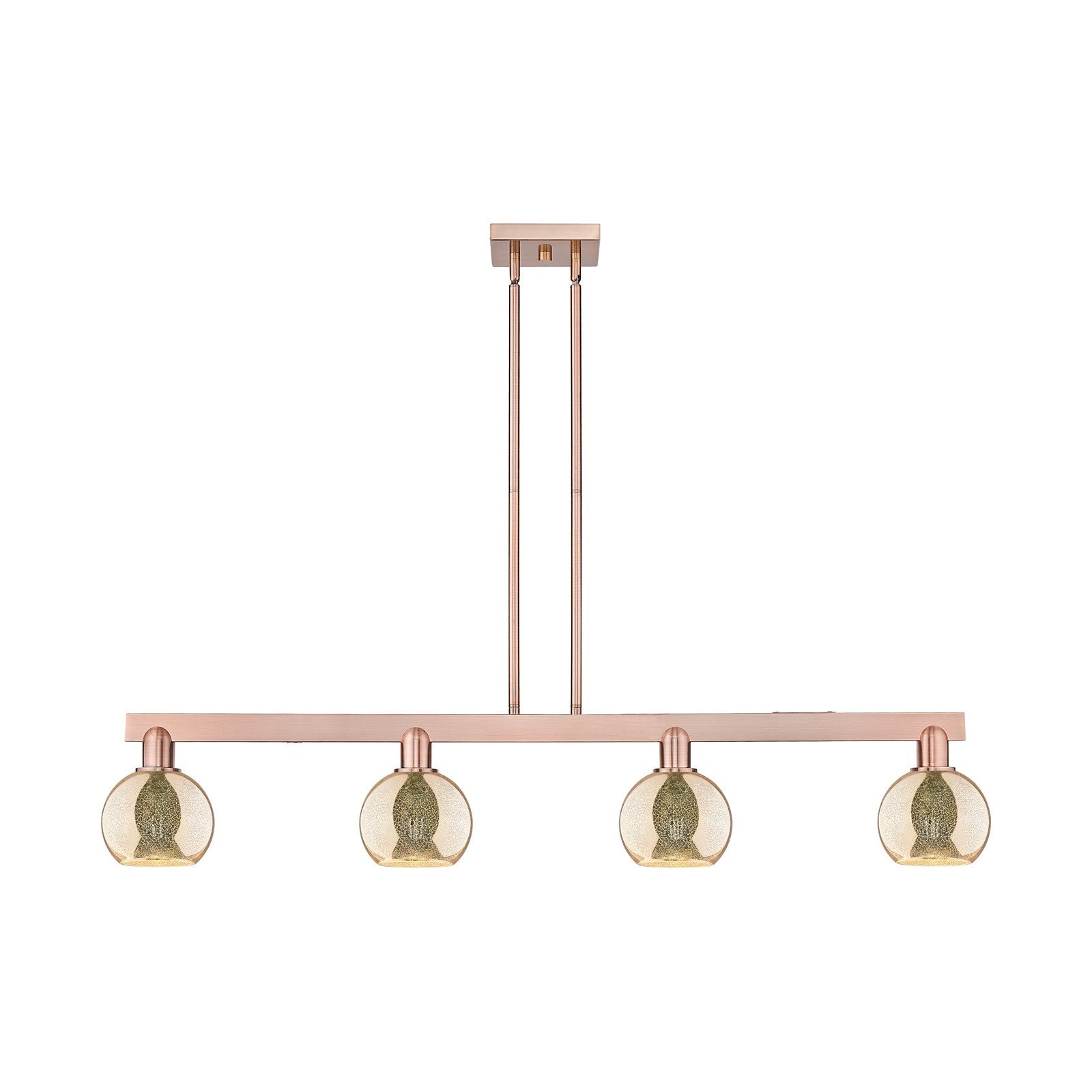 Innovations Athens 49in 4-Light Island Light | Industrial Antique Copper Steel and Mercury Glass | Kitchen Island & Dining Room | Model 716-4I-AC-G128-6